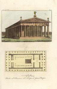 Højde og plan af Zeus-templet eller Jupiter ved Olympen af Antoine Chrysostome Quatremère de Quincy