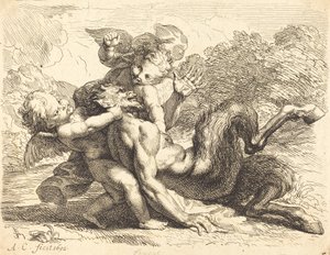 Pan Overcome af Putti af Antoine Coypel