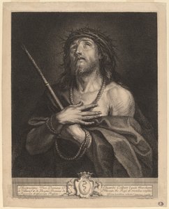 Kristus som sorgens mand af Antoine Coypel, finished in engraving by Charles Simonneau