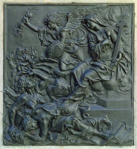 The Angel of France Exelling the Heretics, detalje fra piedestalen af en statue af Louis XIV, ca. 1687 (bronze)