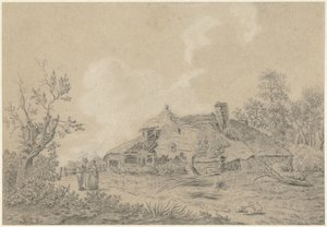Stuehus med to figurer af Antoine Daniel Prudhomme