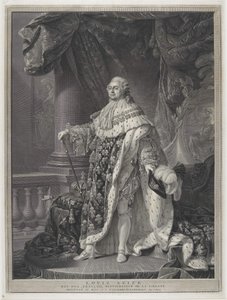 Le Sacre - Portræt af kong Ludvig XVI i kroningsregalier, indgraveret af Charles-Clément Bervic (1756-1822) af Antoine Francois (after) Callet