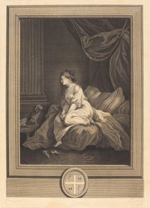 Hvis han var så tro mod mig af Antoine Francois Dennel after Jean Honoré Fragonard
