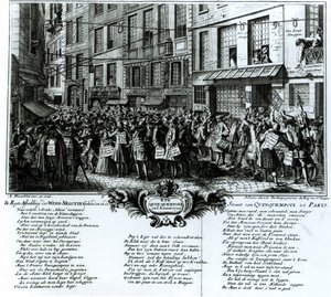 Rue Quinquempoix i 1720 af Antoine Humblot