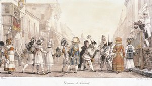 Karnevalskostumer, af Antoine-Jean-Baptiste Thomas (1791-1833), akvarel. Italien