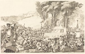 Fornyelsesfontænen på affaldet af Bastillen, 10. april 1793 af Antoine Jean Duclos after Charles Monnet