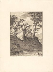 Hun skynder sig efter ham af Antoine Jean Duclos after Jean Michel Moreau