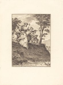 Hun skynder sig efter ham af Antoine Jean Duclos after Jean Michel Moreau