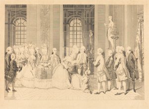 Dronningen bekendtgjorde fru de Bellegarde dommere og sin mands frihed den 1. maj af Antoine Jean Duclos after vicomte Charles Henri Desfosses