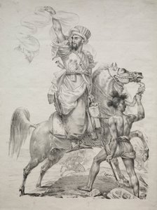 En Mameluke-høvding på hesteryg signalerer om hjælp, 1817. af Antoine Jean Gros