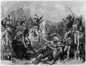 Napoleon Bonaparte i slaget ved pyramiderne, indgraveret af Jean Jacques Frilley (f.1797) af Antoine Jean Gros