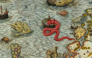 Detalje af et kort over havet (Carta marina) af Olaus Magnus (1490-1557) af Antoine Lafrery