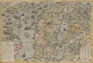 Olaus Magnuksen (1490-1557) merikartta (Carta marina) af Antoine Lafrery
