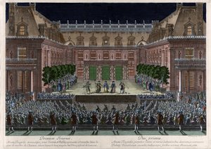 Repræsentation, i marmorgården til slottet i Versailles, d
