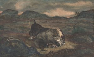 Bjørnedræbende Tyr, 1810-75. af Antoine Louis Barye