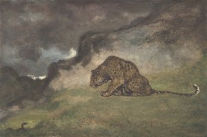 Leopard ser på slange, 1810-75. af Antoine Louis Barye