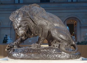 Løve med slange ... af Antoine Louis Barye