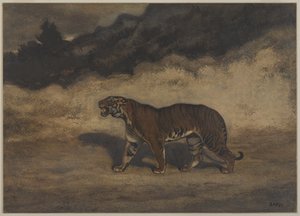 Tiger går til venstre (wc på papir) af Antoine Louis Barye
