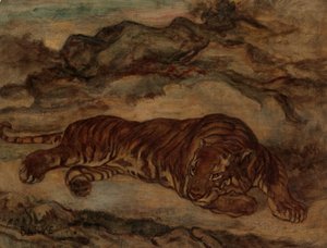 Tiger i Repose, ca. 1850-65. af Antoine Louis Barye
