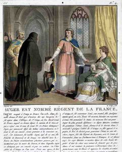 Abbed Suger (1082-1152) er udnævnt til regent af Frankrig, 1788 af Antoine Louis Francois Sergent-Marceau
