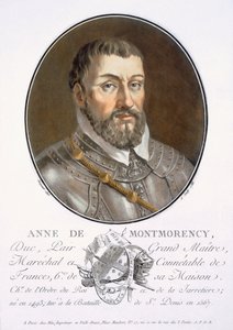 Anne de Montmorency, fra Portraits des grands hommes, femmes illustres, et sujets memorables de France, grave et imprimes en couleurs, udgivet af Pierre Blin, 1786-92, Paris (farvestik) af Antoine Louis Francois Sergent-Marceau