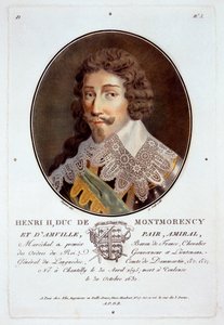 Henri II, Duc de Montmorency et dAmville, fra Portrætter af store mænd, berømte kvinder og mindeværdige motiver fra Frankrig, indgraveret og trykt i farver, udgivet af Pierre Blin, 1786-92, Paris (ca. af Antoine Louis Francois Sergent-Marceau