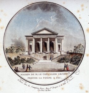 House of Monsieur le Chevalier, arkitekt, Paris. I pristorisk udsigt over hovedbygningerne i Paris af sergent af Antoine Louis Francois Sergent-Marceau