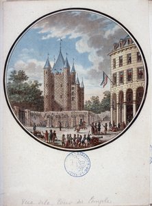 Paris, udsigt over tempeltårnet - i "" Malerisk udsigt over hovedbygningerne i Paris"" af sergent af Antoine Louis Francois Sergent-Marceau