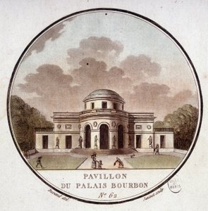 Pavillon af Palais Bourbon, Paris. I prittoresque udsigt over hovedbygningerne i Paris af sergent af Antoine Louis Francois Sergent-Marceau