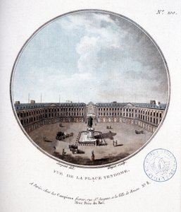 Udsigt over Place Vendôme - i "" Malerisk udsigt over hovedbygningerne i Paris"" af sergent af Antoine Louis Francois Sergent-Marceau