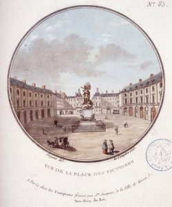 Udsigt over Place des Victoires, Paris. I prittoresque udsigt over hovedbygningerne i Paris af sergent af Antoine Louis Francois Sergent-Marceau