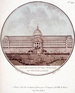 Udsigt over hotel regional des Invalides på Seine-siden, Paris. I pittoresque udsigt over hovedbygningerne i Paris af sergent af Antoine Louis Francois Sergent-Marceau