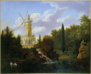 Vindmølle ved Folie-Beaujon i Paris, 1827 af Antoine Patrice Guyot