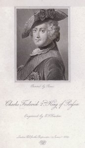 Frederik den Store, konge af Preussen (gravering) af Antoine Pesne