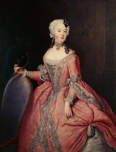 Portræt af Luise Ulrike prinsesse af Preussen (1720-1782) med maske i hånden