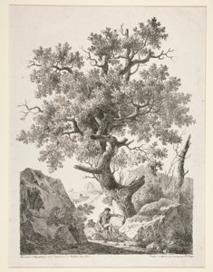 Uden titel [Mand siddende ved træ]