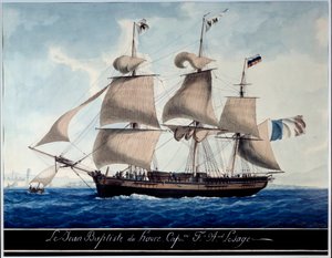 Jean - Baptiste du Havre, i havnen i Marseille Akvarel af Antoine Roux (1765-1835) 1815 Marseille, Marine Museum