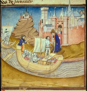 Normannerne ledet af vikingekokken Rollon (Robert I the Riche eller Rollon the Walker) (10. århundrede) forsøgte at erobre Chartres, men eveque af byen Gancelme formåede at afvise dem i 910-911 Miniature taget fra Les chronicles de Saint Denis”” ” af Antoi