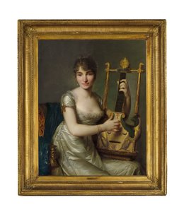 Portræt af Madame Larmoyer, trekvart længde, med en lyre