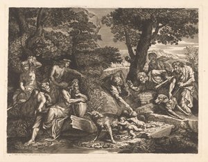 Romulus og Remus fundet af hyrder af Antoinette Bouzonnet