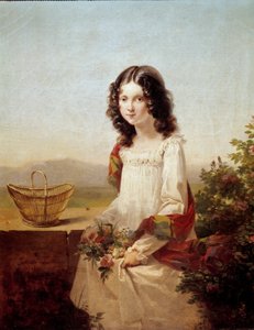 Portræt af Lise Aubin de Fougerais Maleri af Hortense Haudebourg Lescot (1784-1845) 1817 søn. 0,4x0,32m.