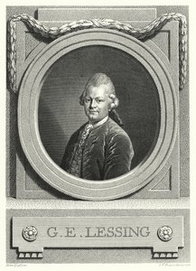 Gotthold Ephraim Lessing, tysk oplysningstid; filosof, forfatter og dramatiker (gravering) af Anton (after) Graff