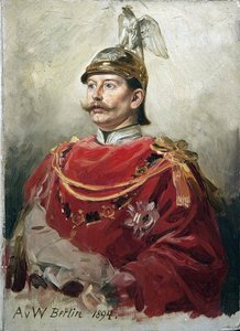 Guillaume II Portræt af den tyske kejser Wilhelm II (1859-1941), konge af Preussen par Werner, Anton von (1843-1915). Olie på pap, størrelse: 32x22,5