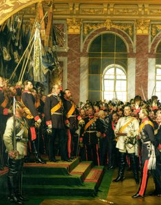 Proklamationen af Wilhelm som kejser af det nye tyske rige i spejlsalen i Versailles den 18. januar 1871, malet i 1885 (se også 153620)