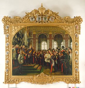 Proklamationen af Wilhelm som kejser af det nye tyske rige, i spejlsalen i Versailles den 18. januar 1871, malet 1885 (se også 153620)