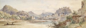 Tysk: Panorama over byen Salzburg med fæstningen Hohensalzburg af Anton Altmann
