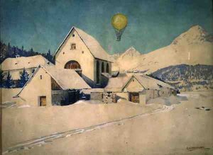 Landskab med en luftballon af Anton Christoffel