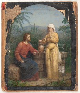 Olieskitse til Jesus og Samaritanerinden ved brønden af Anton Dorph
