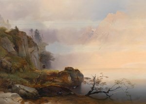 Anton Hansch Efterårsstemning ved søen 1846 af Anton Hansch