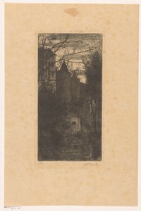 Slottet Pau i skumringen af Anton L. Koster (signed by artist)